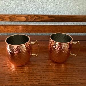 Vintage Godinger Silver Art Co. Hammered Copper Moscow Mule Mugs Set of 2 3”x 4”